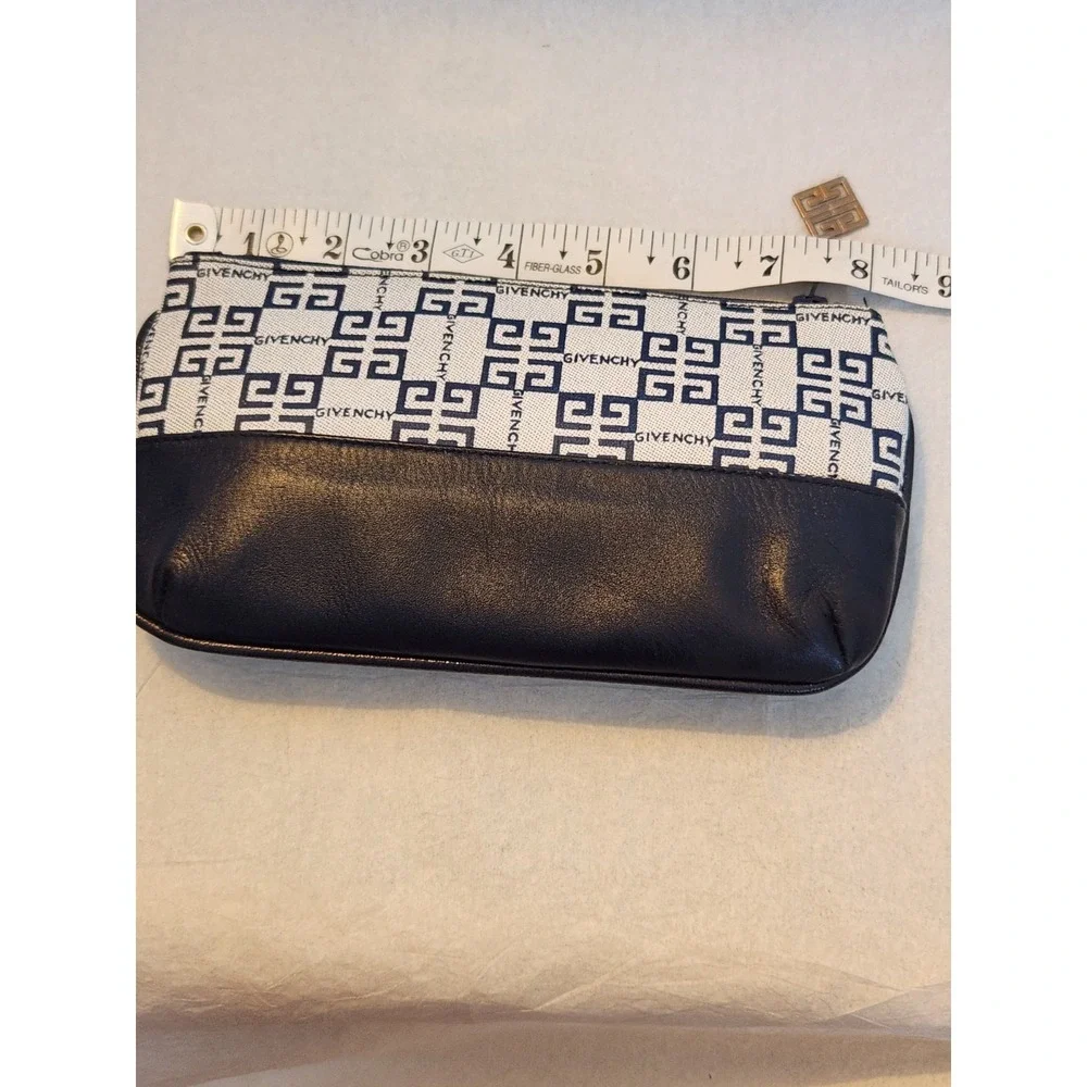 Givenchy vintage leather clutch bag Purse Makeup Cosmetic COA Authentic Blue